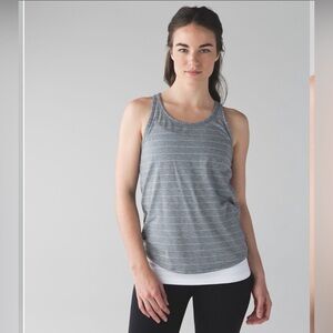 lululemon athletica Gray Striped Racerback Tank Top